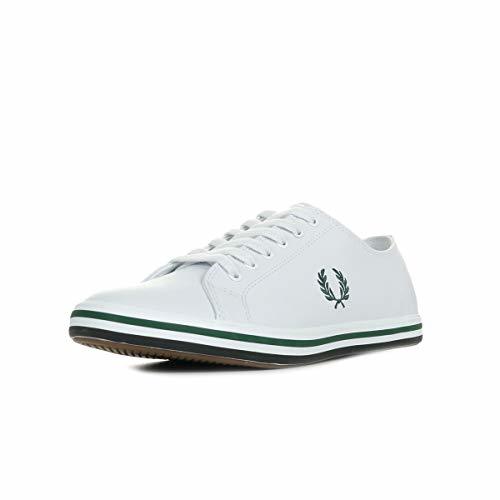 Fashion Fred Perry Kingston Hombres Blanco/Ivy Cuero Zapatillas-UK 8