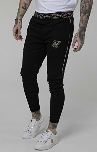 Pantalon Siksilk Negro Chandal Vivo Lateral Logo Bordado