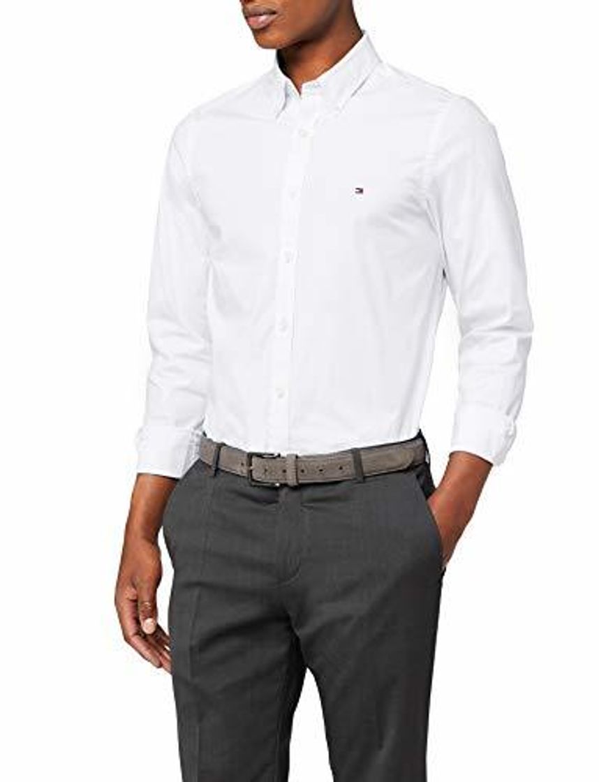Social Tommy Hilfiger Core Stretch Slim Poplin Shirt Camisa, Blanco
