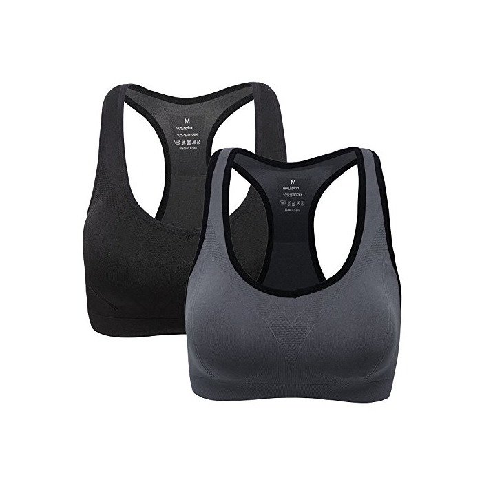 Fashion ANGOOL Sujetador Deportivo Almohadillas Extraíbles Yoga Run Bra para Mujer