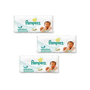 Belleza Pampers New Baby Wet Wipes Sensitive, Paquete de 12