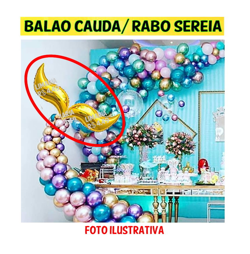 Fashion Balão cauda de sereia