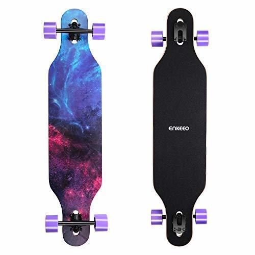 ENKEEO - 23x103.5cm Longboard, Monopatín con Rodamiento de ABEC-11 y 9 Capas