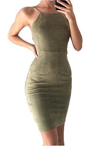 Fashion Vestido Ajustado sin Mangas sin Tirantes Club Dress Ejercito Verde XL