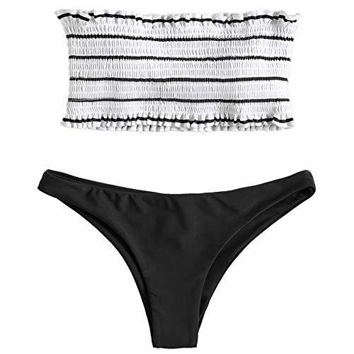 Fashion Voqeen Mujer Bikini Caliente de Volantes a Rayas Traje de baño Bandeau