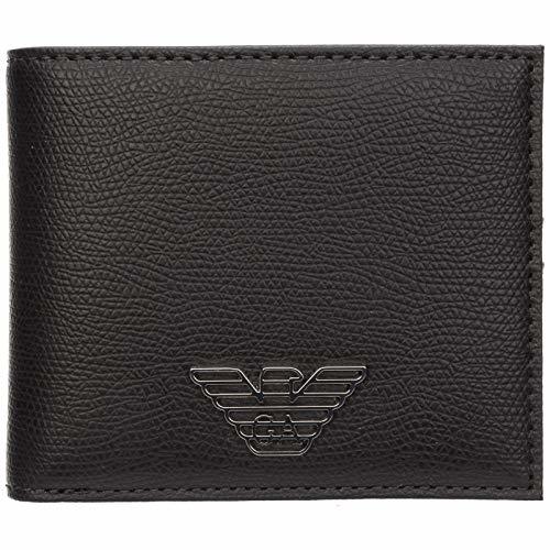 Social Armani Jeans Eagle Badge Bilfold Wallet One Size BLACK