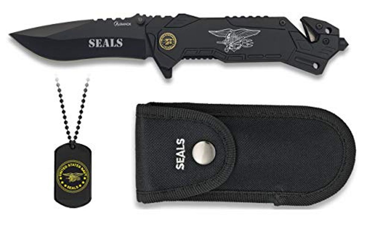 Producto Navaja NAVY SEALS con Chapa para Caza, Pesca, Camping, Outdoor, Supervivencia y