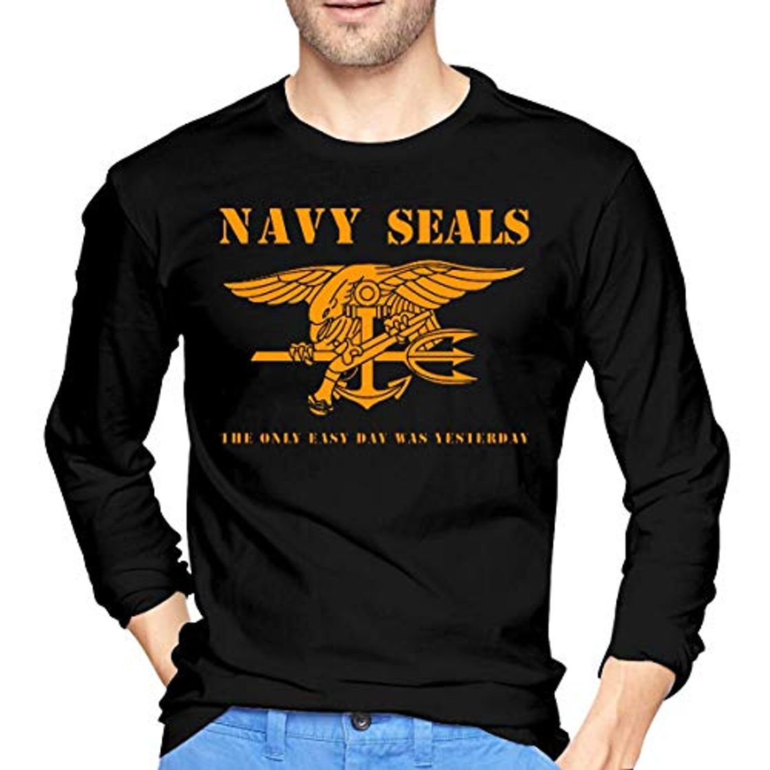 Producto Chelsse Camiseta Manga Larga Mens Navy Seal Logo Men's Long Sleeve Cotton Jersey Shirt