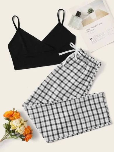 Pijama confortável preto e branco