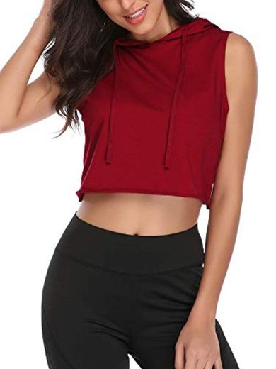 MSBASIC Crop Top con capucha para mujer