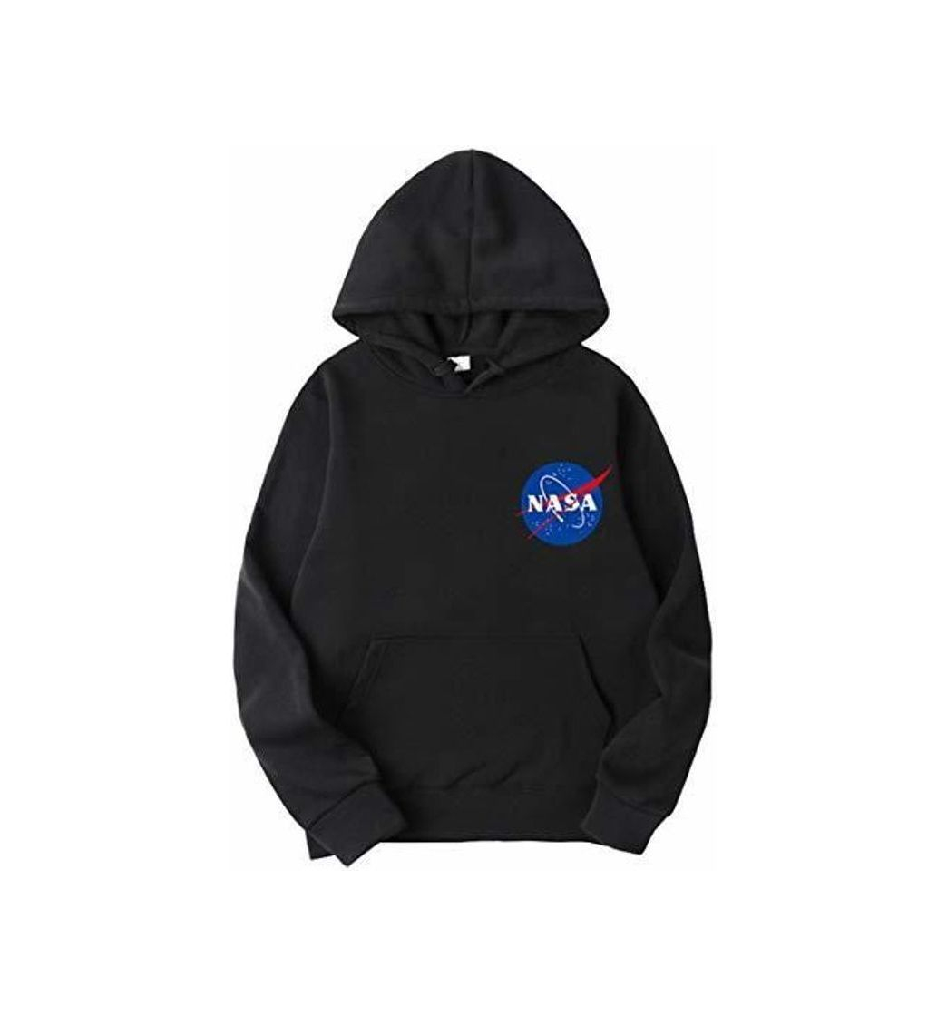 Social OLIPHEE Sudaderas con Capucha Color Sólido con Logo de NASA para Fanáticos