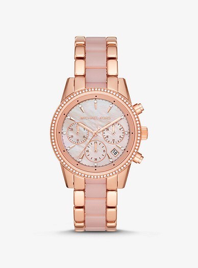 Product 
MICHAEL KORS
Ritz Rose Gold-Tone and Acetate Watch