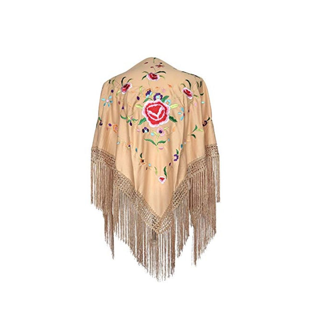 Producto La Señorita Mantones bordados Flamenco Manton de Manila beige flores de colores