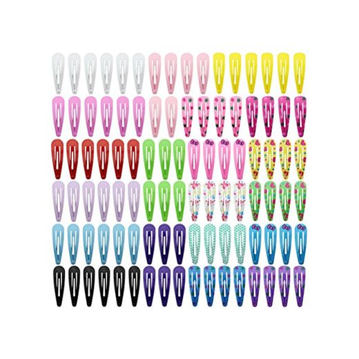 HBF Pack De 100 Piezas Pinza De Pelo Bebe Niñas Horquillas De Pelo Infantiles 20 Colores Clips Para El Pelo