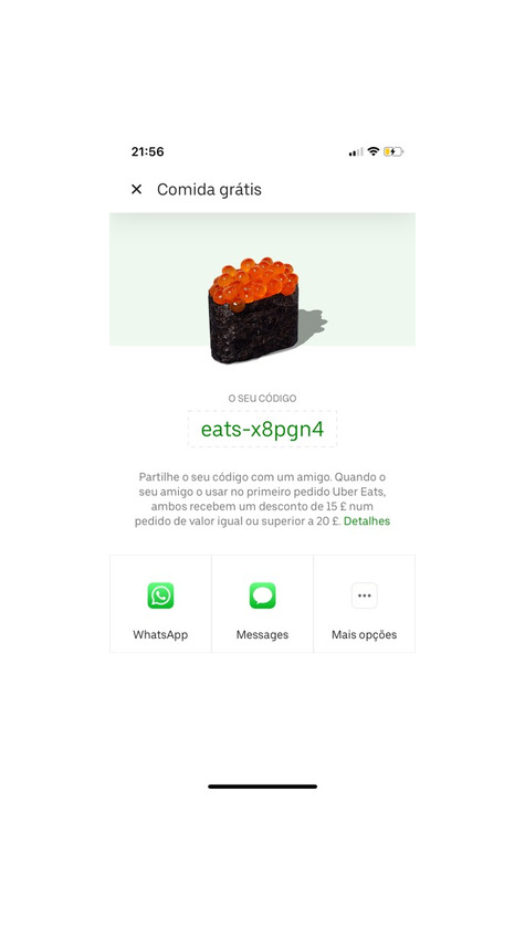 Products Desconto 15€ Uber eats 