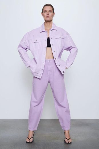 Blusão de ganga lilás 