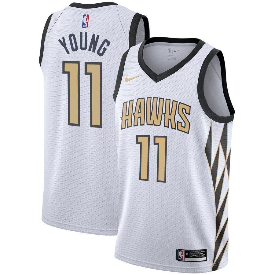 Fashion NBA Hawks 11 Trae Young White 2018-19 City Edition Swingman 