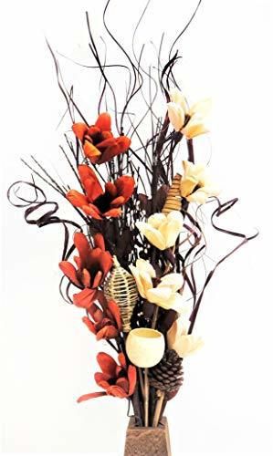 Arreglo floral exótico de flores orgánicas artificiales y secas hechas a mano