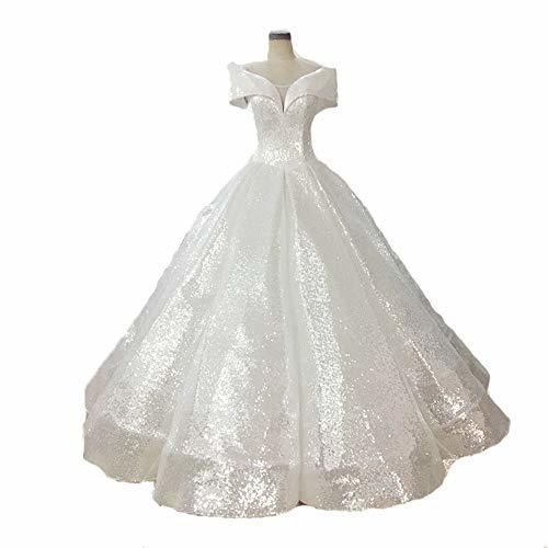 Lugar Vestido Elegante de Princesa Vintage de Muje Mujeres fuera del hombro Brillo