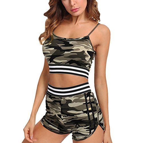 Inlefen Deportes de mujer Conjunto de deportes de camuflaje, Mujer Ropa deportiva