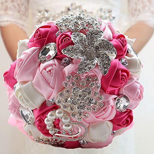 Fouriding Bouquet de Lujo Nupcial de la Boda Ramo de Flores Rose