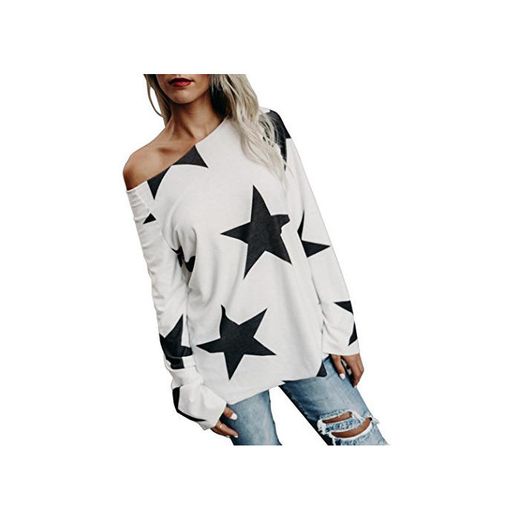 MEIbax 2018 Deportes Moda Mujer Chica Strapless Sudadera Estrella Manga Larga Suelta