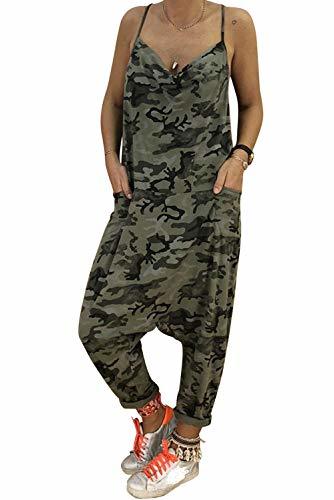 Producto Mameluco Militar para Mujer Pelele Verano Peto Camuflaje Body Cuello V Baggy