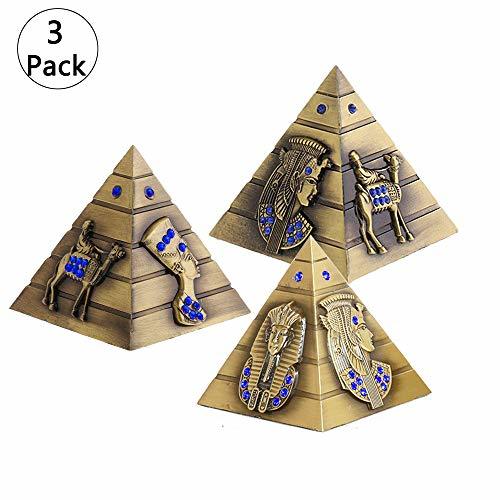 3 Piezas Escultura Metalica, Pirámide Egipcia de Metal Estatua para Decoración de