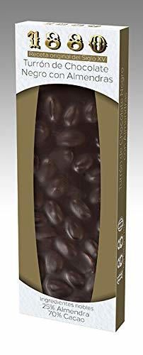 Turrón Artesano Chocolate Negro 70% con Almedras 1880 Receta S.XV 200g