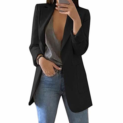 Social Slim Blazer para Mujer Manga Larga Cardigans Elegante Color Sólido OL Chaqueta