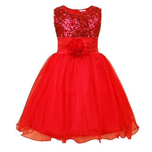Social JerrisApparel niña Lentejuela Flor Princesa Vestido de Fiesta de cumpleaños de la