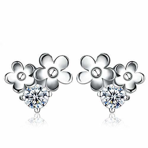 Jbwlkj Plata de ley 965 925 flor de plata esterlina zirconia cúbica