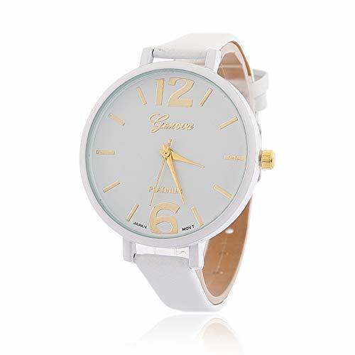 Lugares Reloj de Mujer Simple Ginebra Candy Reloj de Mujer Piel sintética Big