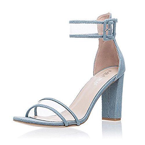 Minetom Mujer Verano Tendencia Elegante Moda Sandalias De Tacón Alto Transparente Correa