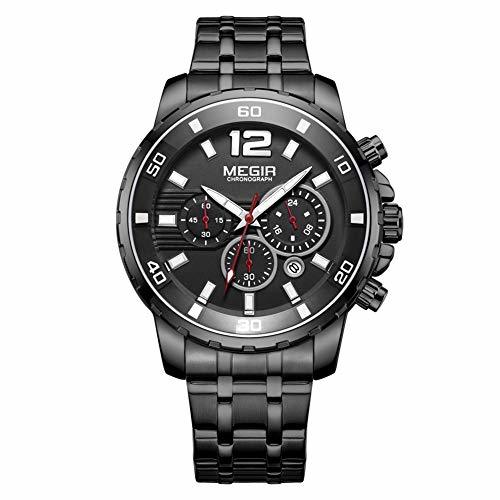 Fashion Relojes para Hombre Moda Acero Inoxidable Deportivo Analógico Reloj Cronógrafo Impermeable Negocios