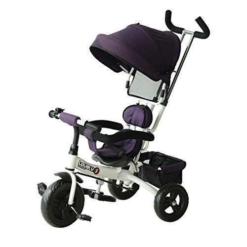 Social HOMCOM Triciclo para Niños con Capota Desmontable y Plegable para Mayores de
