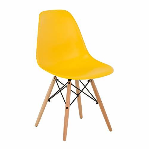 Place SKLUM Silla Scand Amarillo Fresia Madera Natural Comedor