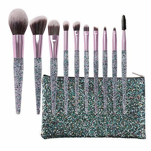 W.Z.H.H.H Pinceles de Maquillaje de Mujer 10pcs cepillos cosméticos Brillante Cristal Quicksand