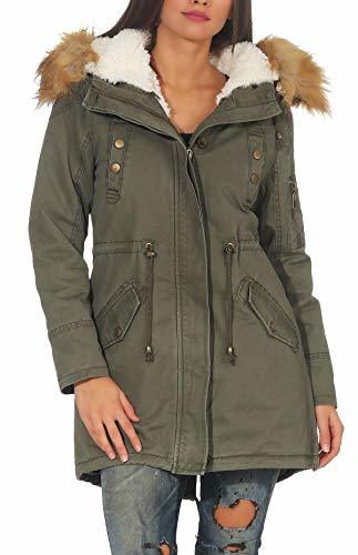 Lugares Malito Mujer Forrado Parka Capucha Invierno-Chaqueta Abrigo 81099