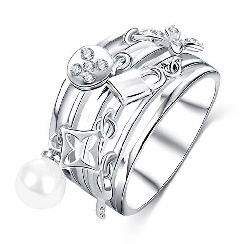 Product htrdjhrjy Nueva Mujer 925 Anillos de Plata de Varios Niveles circonio