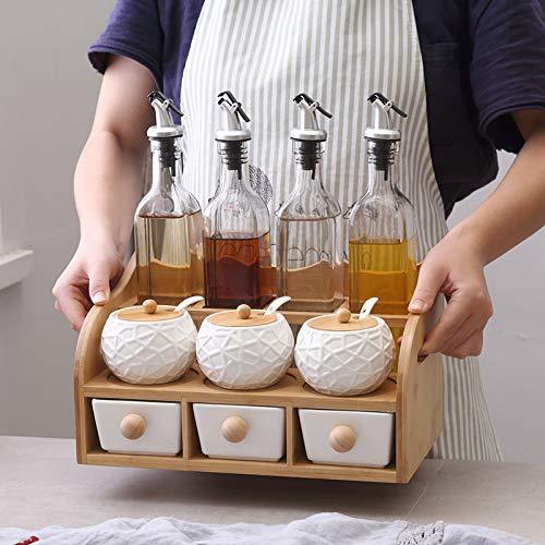 meiyou Caja de condimento Conjunto de Botella de Aceite de Vidrio Conjunto