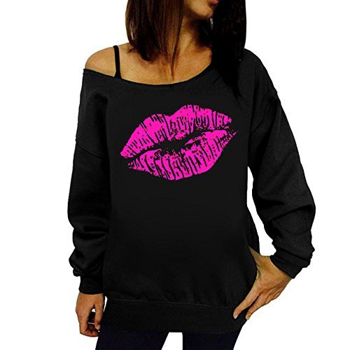 Lugar VJGOAL Mujeres otoño Casual Sexy Labios Impreso Manga Larga Sudadera Pullover Tops