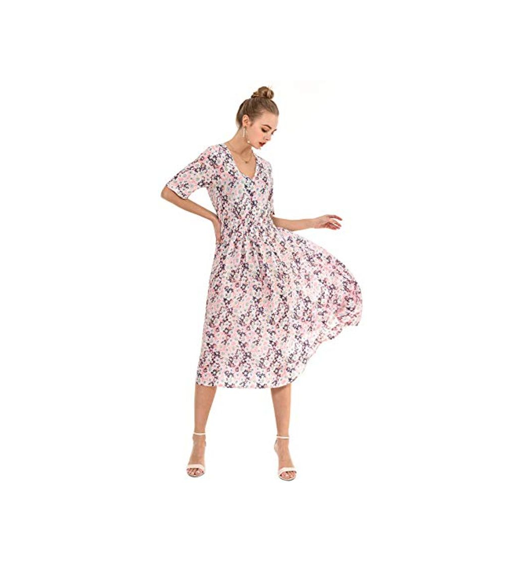 Wantdo Vestido de Playa Verano Bohemios Cruzado para Mujer Naranja Large