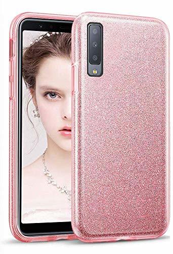 Places Coovertify Funda Purpurina Brillante Rosa Samsung A7 2018, Carcasa Resistente de Gel