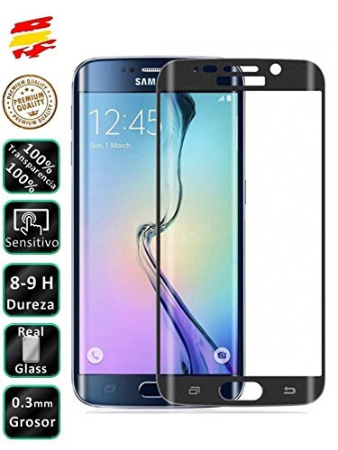 Places Movilrey Protector para Samsung Galaxy S6 Edge Color Negro Completo 3D Cristal