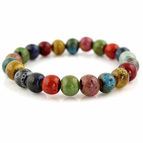 Places Cosanter 1x Pulsera de Pulsera con Abalorios de Piedra Colorida Hecha a