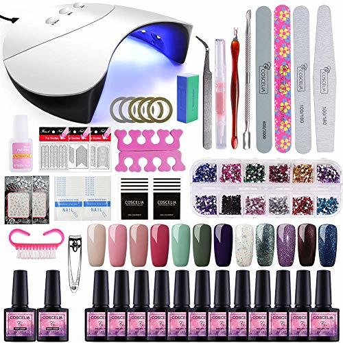 Beauty Saint-Acior 12PCS Gel Uñas Esmalte Semipermanente 8ml UV/LED Lámpara Secador de Uñas