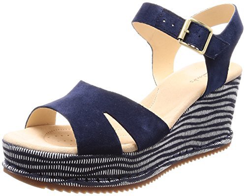 Places Clarks Akilah Eden, Sandalia con Pulsera para Mujer, Azul