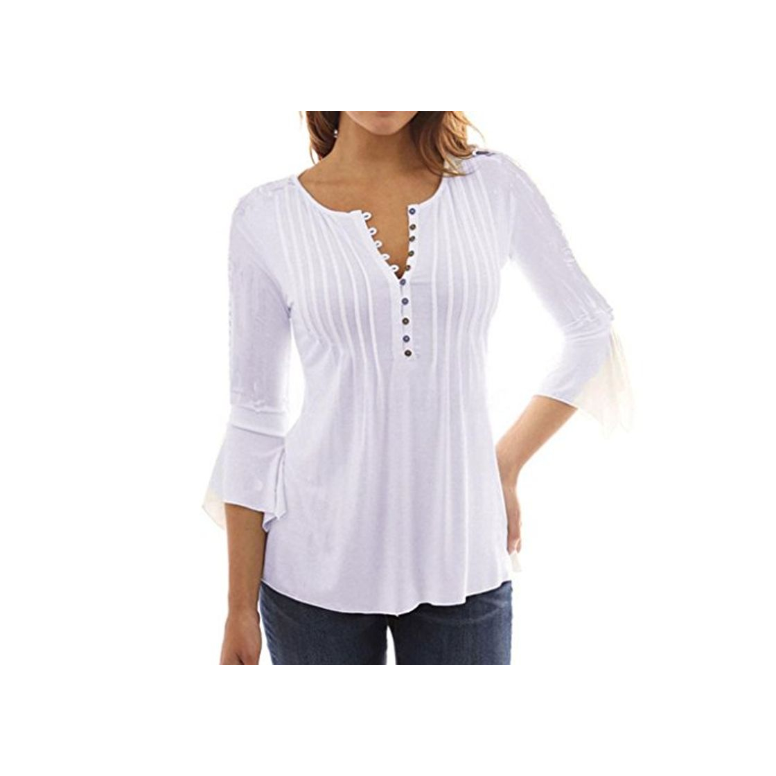 Product UMIPUBO Mujer Blusa 3/4 Manga Camisas Elegante Camisetas Primavera Verano Cuello en