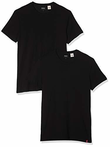 Levi's Slim 2pk Crewneck 1 Camiseta, Negro (Two-Pack tee Black